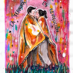 Una pareja abrazada bajo una manta de amor