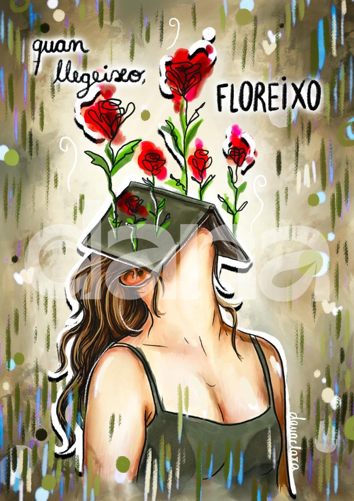Ilustració Quan llegeixo, "floreixo"